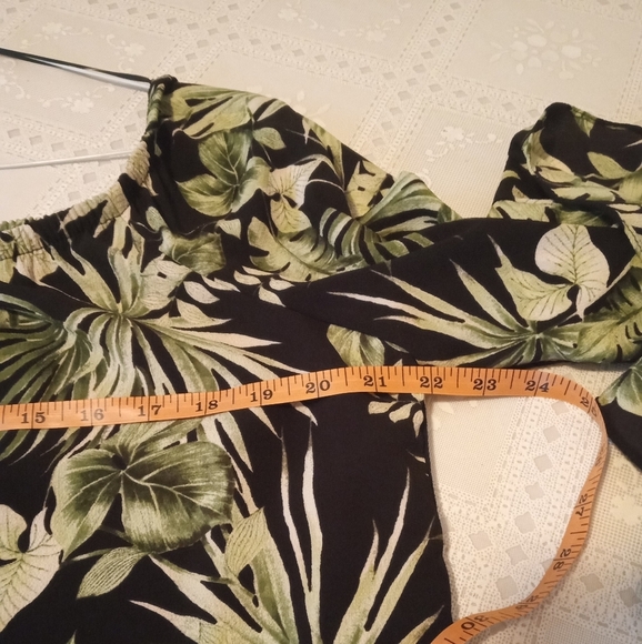 🆕 Bobeau Midi Dress, Black with Green Leaves, XL - Picture 4 of 7